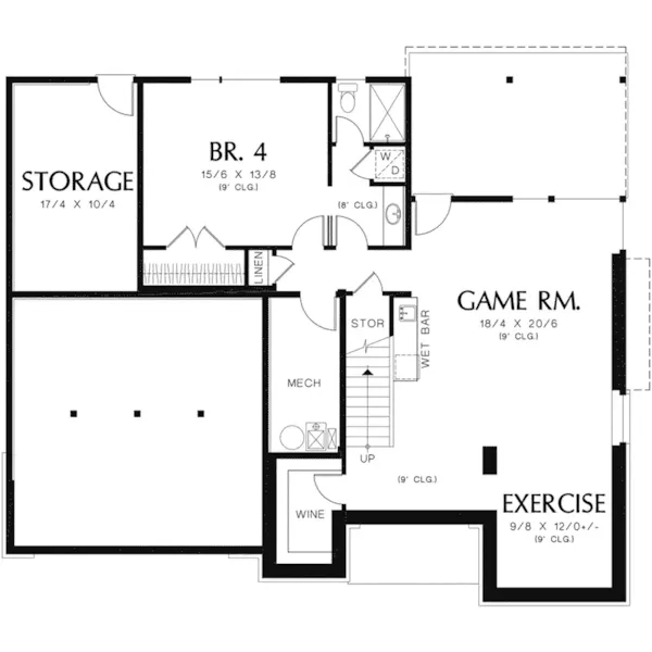 Florida House Plan Lower Level Floor - Daria Modern Rustic Home 011S-0138 - Shop House Plans and More