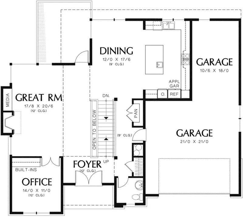 Rustic House Plan First Floor - Kesari Modern Rustic Home 011S-0139 - Shop House Plans and More