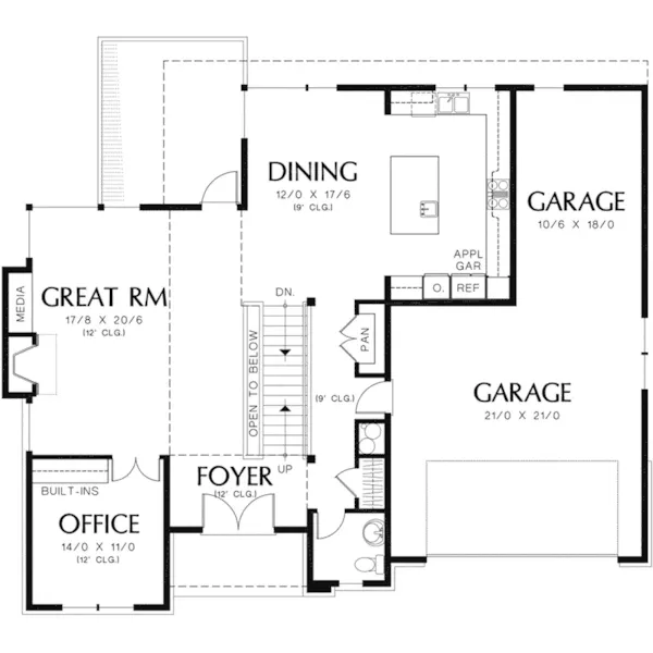 Rustic House Plan First Floor - Kesari Modern Rustic Home 011S-0139 - Shop House Plans and More