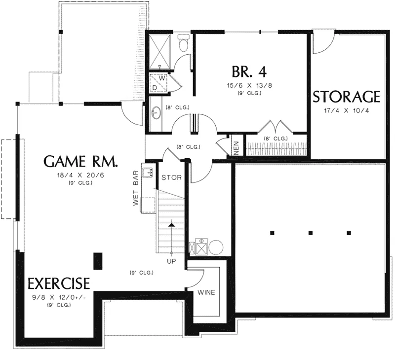 Modern House Plan Lower Level Floor - Kesari Modern Rustic Home 011S-0139 - Shop House Plans and More