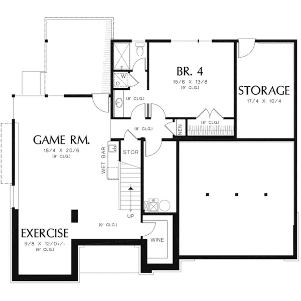 Rustic House Plan Lower Level Floor - Kesari Modern Rustic Home 011S-0139 - Shop House Plans and More