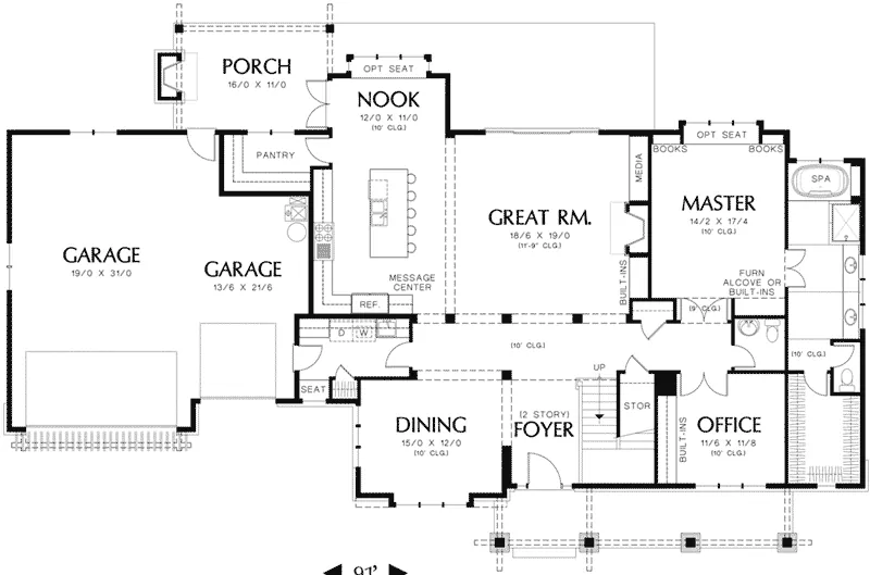 Arts & Crafts House Plan First Floor - Metcalfe Place Luxury Home 011S-0141 - Shop House Plans and More