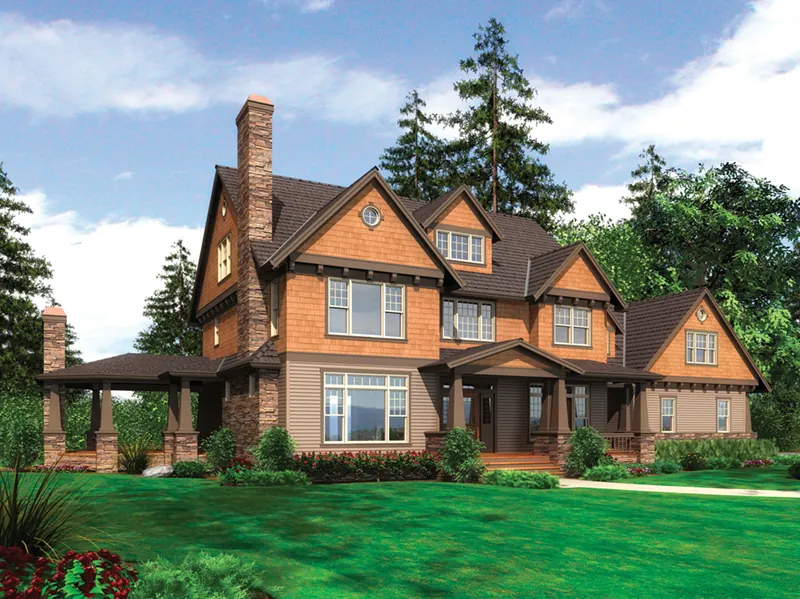 Arts & Crafts House Plan Front of Home - Somerset Bay Luxury Home 011S-0142 - Shop House Plans and More