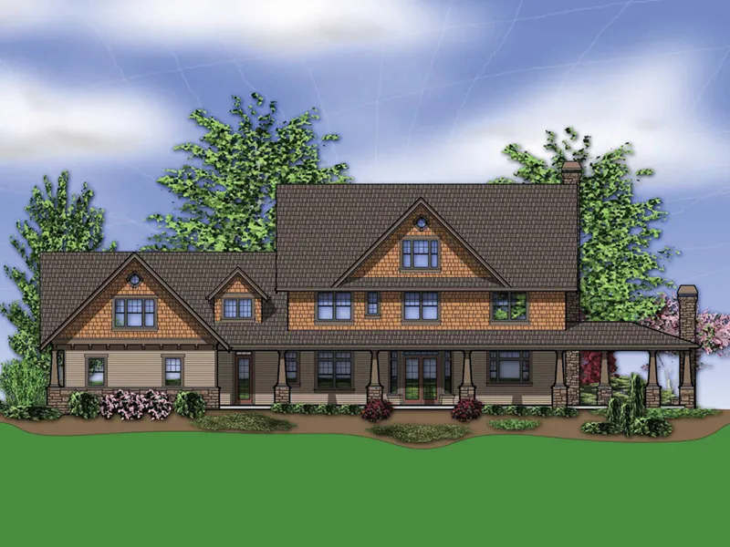 Farmhouse Plan Rear Photo 01 - Somerset Bay Luxury Home 011S-0142 - Shop House Plans and More