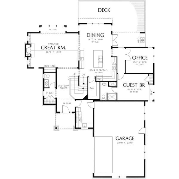 Mountain House Plan First Floor - Lynn Creek Luxury Home 011S-0143 - Shop House Plans and More