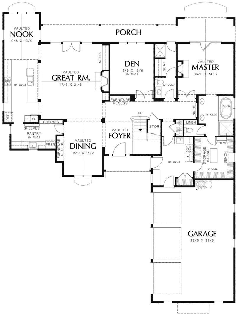 Country French House Plan First Floor - Turnbull Place European Home 011S-0145 - Shop House Plans and More