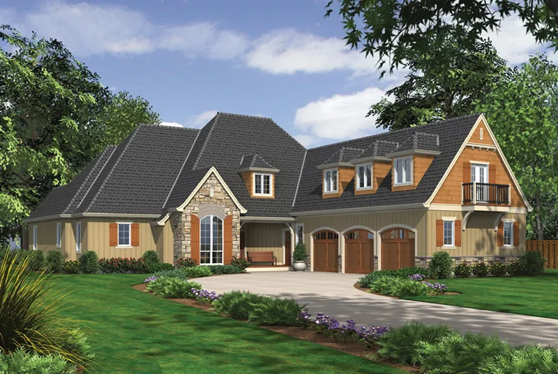 Country French House Plan Front of Home - Turnbull Place European Home 011S-0145 - Shop House Plans and More