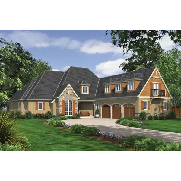 Country French House Plan Front of Home - Turnbull Place European Home 011S-0145 - Shop House Plans and More