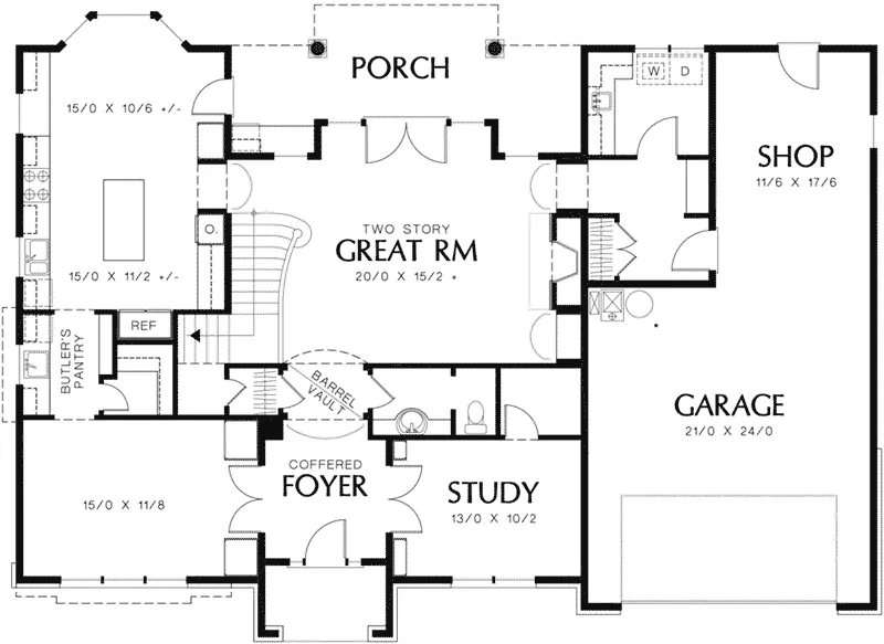 Luxury House Plan First Floor - Warmouth Luxury Tudor Home 011S-0147 - Shop House Plans and More
