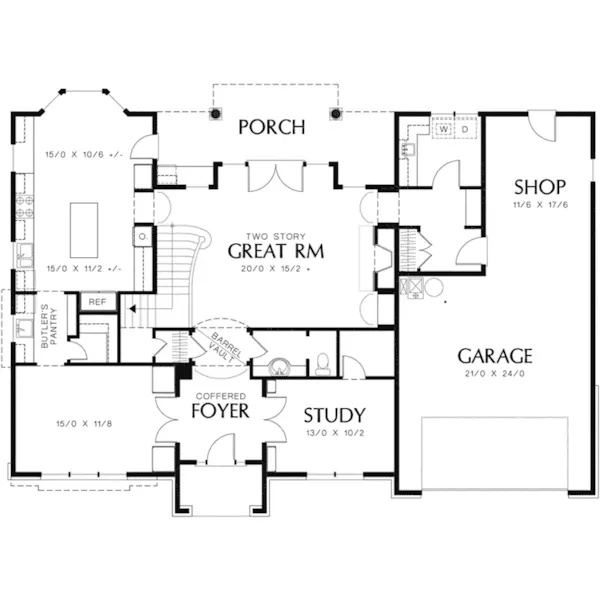 English Cottage House Plan First Floor - Warmouth Luxury Tudor Home 011S-0147 - Shop House Plans and More