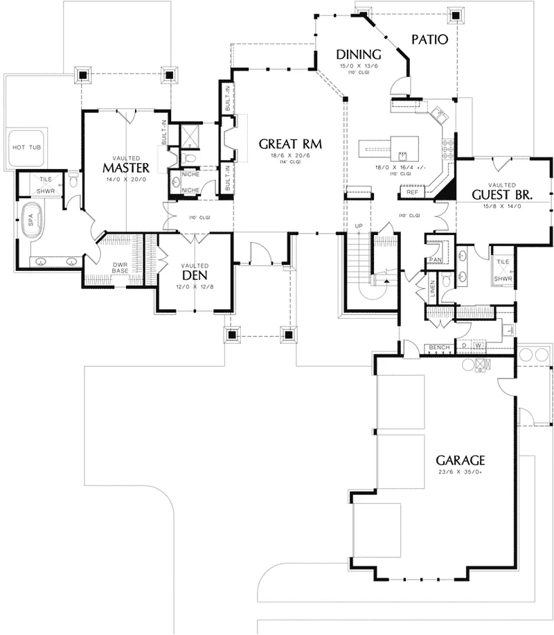 Craftsman House Plan First Floor - Wolf Hollow Craftsman Home 011S-0148 - Shop House Plans and More