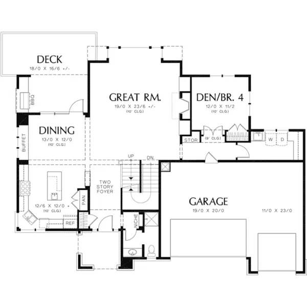 Rustic House Plan First Floor - Youngs Point Rustic Luxury Home 011S-0149 - Shop House Plans and More