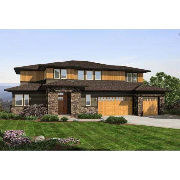 Rustic House Plan Front of Home - Youngs Point Rustic Luxury Home 011S-0149 - Shop House Plans and More