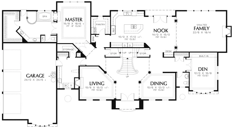 Georgian House Plan First Floor - Westmoreland Luxury Home 011S-0152 - Shop House Plans and More