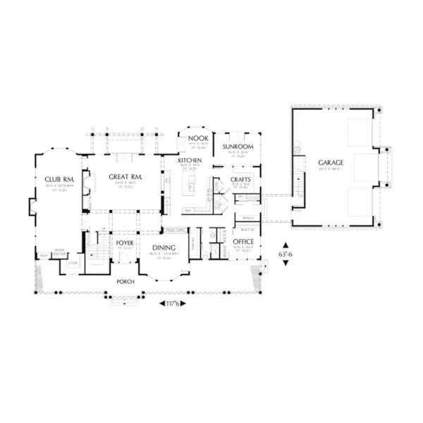 Cape Cod & New England House Plan First Floor - Glouchester Craftsman Home 011S-0155 - Search House Plans and More