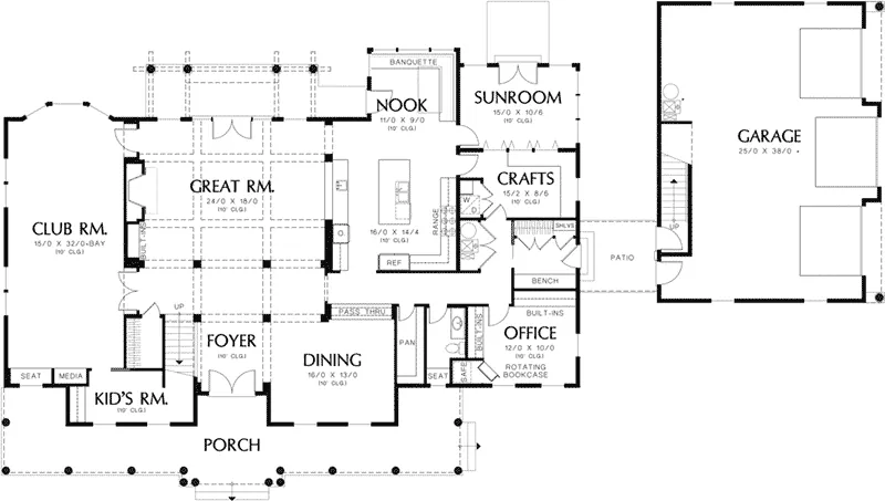 Country House Plan First Floor - Roberts Ridge Country Home 011S-0156 - Shop House Plans and More