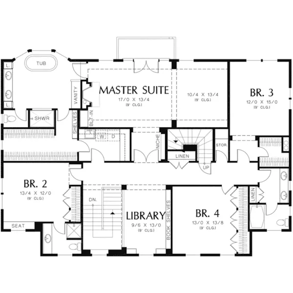 Colonial House Plan Second Floor - Roberts Ridge Country Home 011S-0156 - Shop House Plans and More