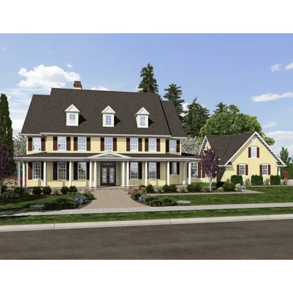 Colonial House Plan Front of Home - Roberts Ridge Country Home 011S-0156 - Shop House Plans and More