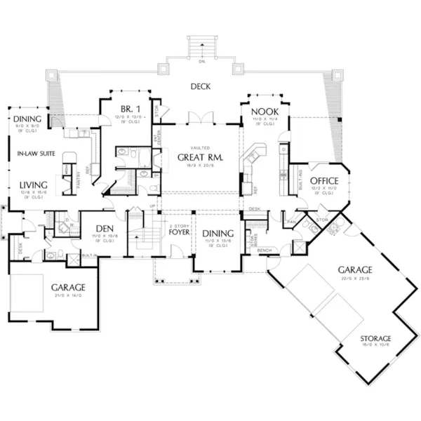 Craftsman House Plan First Floor - Otto Hill Traditional Home 011S-0157 - Shop House Plans and More