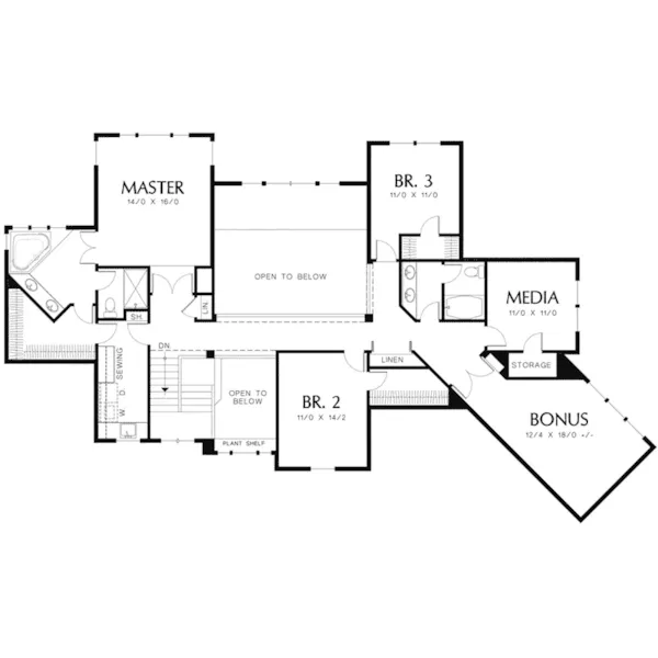 Craftsman House Plan Second Floor - Otto Hill Traditional Home 011S-0157 - Shop House Plans and More