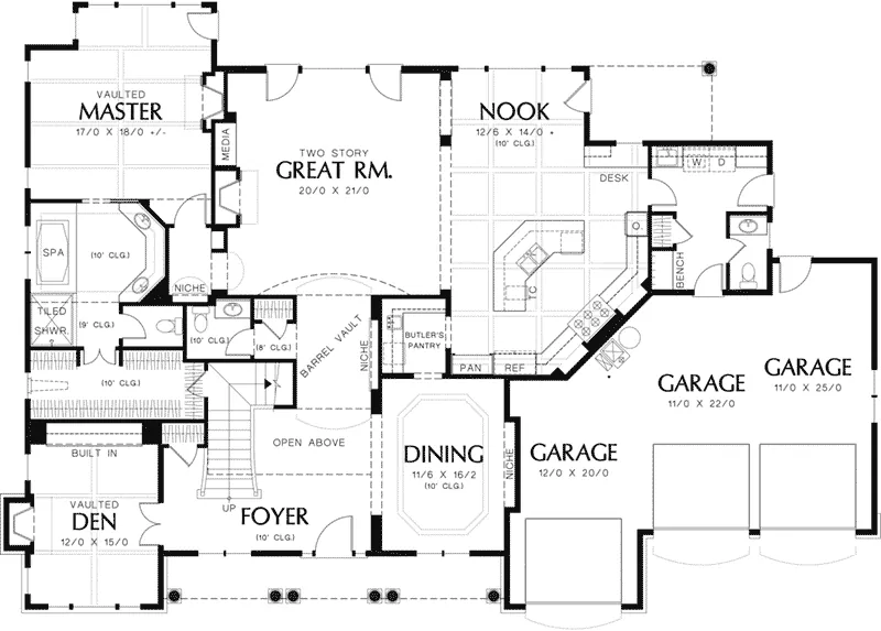 Shingle House Plan First Floor - Flanagan Place Luxury Home 011S-0158 - Search House Plans and More