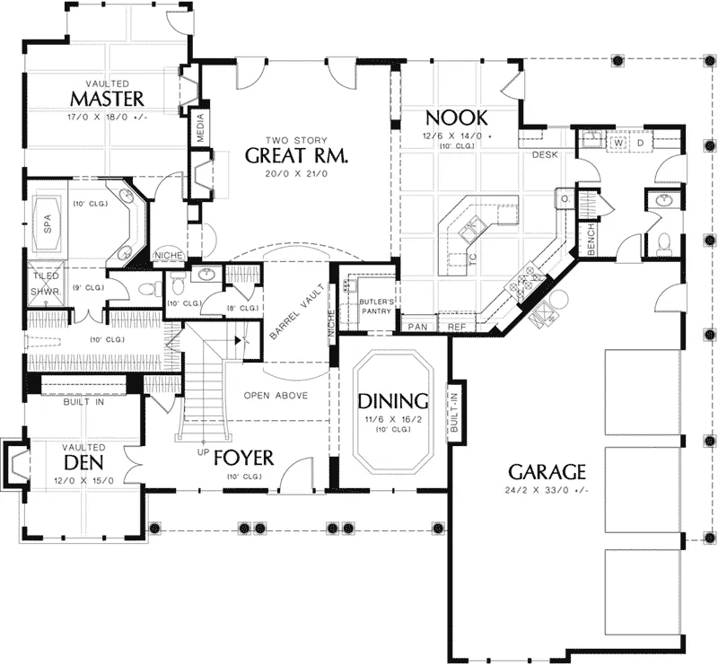Traditional House Plan First Floor - McMahon Luxury Home 011S-0159 - Shop House Plans and More