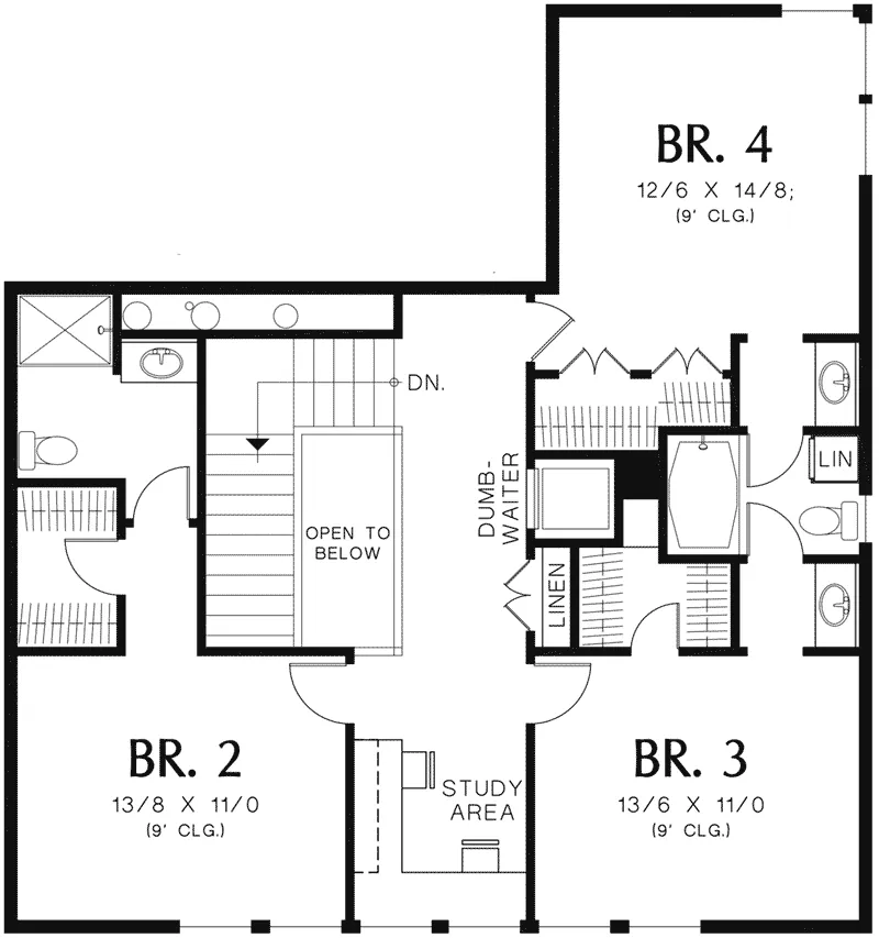 Prairie House Plan Second Floor - Donnel Point Luxury Home 011S-0160 - Shop House Plans and More