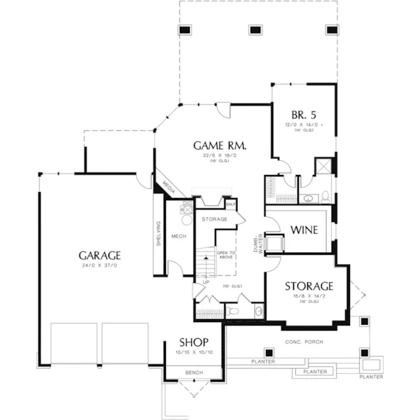 Contemporary House Plan Lower Level Floor - Donnel Point Luxury Home 011S-0160 - Shop House Plans and More