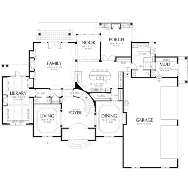 Traditional House Plan First Floor - Cortland Hill Luxury Home 011S-0163 - Shop House Plans and More