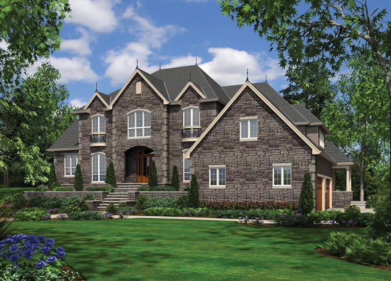 European House Plan Front of Home - Cortland Hill Luxury Home 011S-0163 - Shop House Plans and More