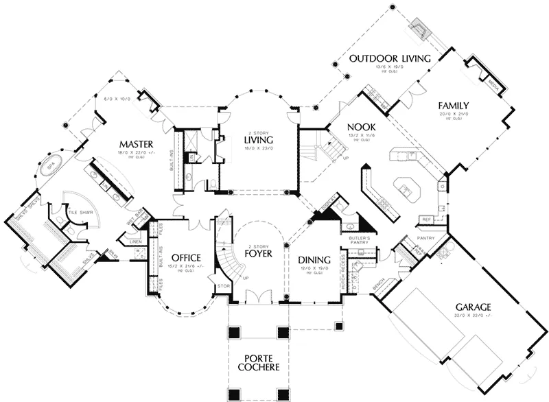 Luxury House Plan First Floor - Corsica Cove Luxury Home 011S-0164 - Shop House Plans and More
