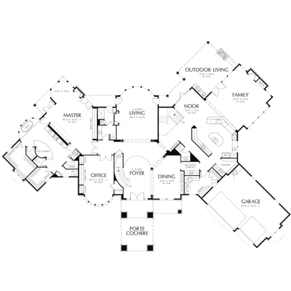 Traditional House Plan First Floor - Corsica Cove Luxury Home 011S-0164 - Shop House Plans and More