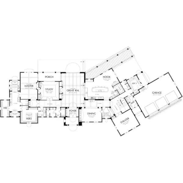 Italian House Plan First Floor - Corona del Mar Luxury Home 011S-0166 - Shop House Plans and More