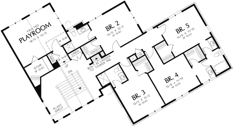 Santa Fe House Plan Second Floor - Corona del Mar Luxury Home 011S-0166 - Shop House Plans and More