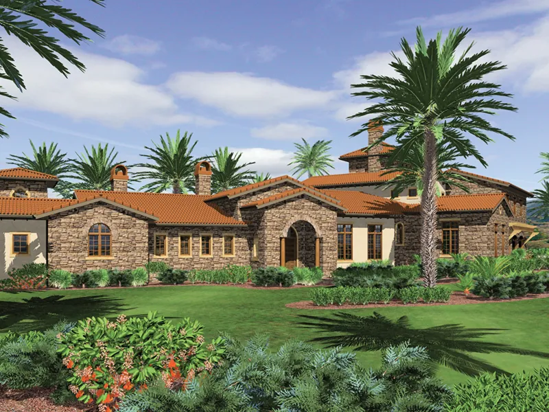 Florida House Plan Front of Home - Corona del Mar Luxury Home 011S-0166 - Shop House Plans and More