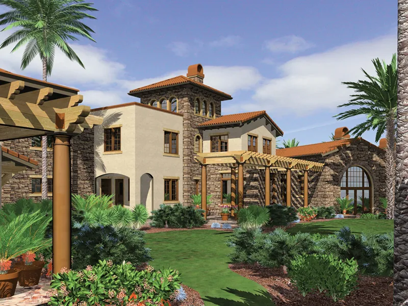Florida House Plan Front Photo 01 - Corona del Mar Luxury Home 011S-0166 - Shop House Plans and More