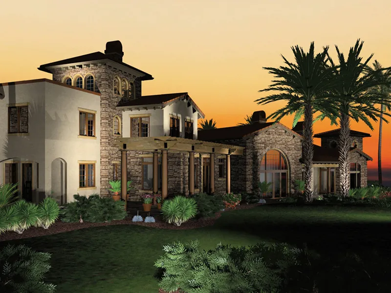 Florida House Plan Front Photo 03 - Corona del Mar Luxury Home 011S-0166 - Shop House Plans and More
