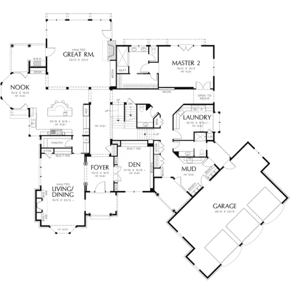 Traditional House Plan First Floor - Jackson Cove Luxury Home 011S-0172 - Shop House Plans and More