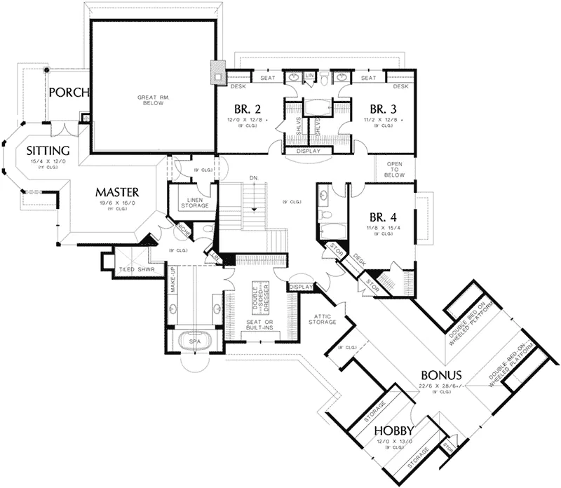 English Cottage House Plan Second Floor - Jackson Cove Luxury Home 011S-0172 - Shop House Plans and More