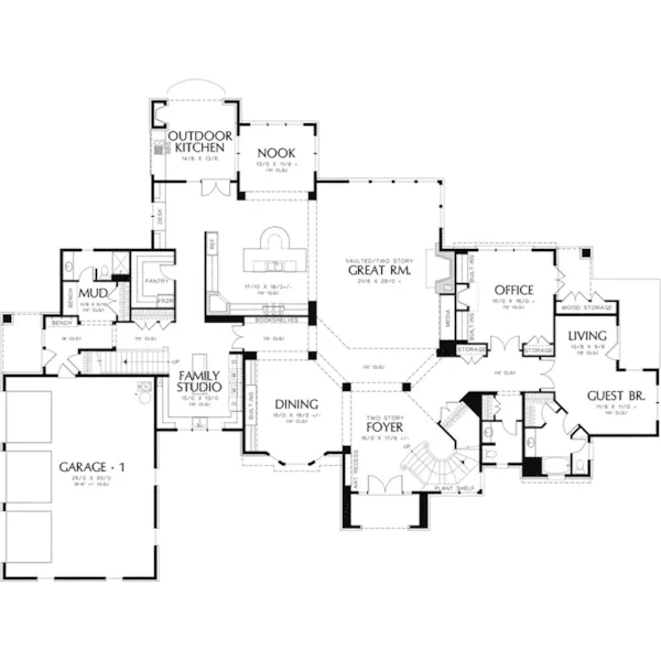 Traditional House Plan First Floor - Hearst Luxury Home 011S-0175 - Shop House Plans and More