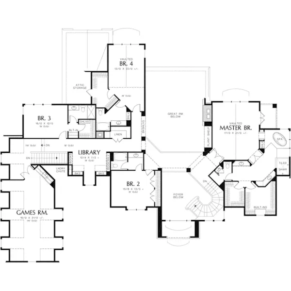 Traditional House Plan Second Floor - Hearst Luxury Home 011S-0175 - Shop House Plans and More