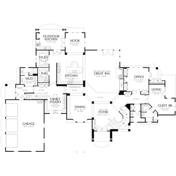 Italian House Plan First Floor - Tuscany Luxury Home 011S-0176 - Shop House Plans and More