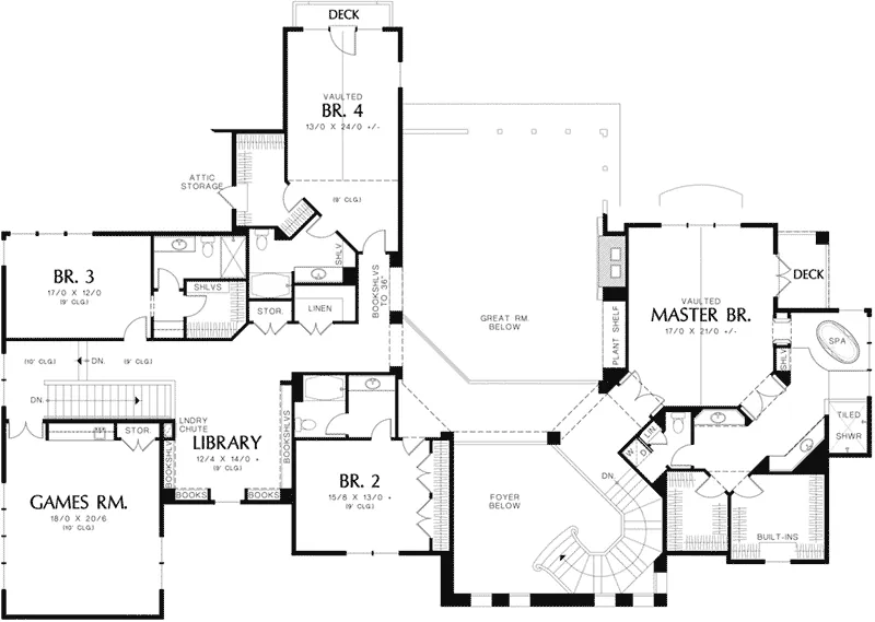 Florida House Plan Second Floor - Tuscany Luxury Home 011S-0176 - Shop House Plans and More