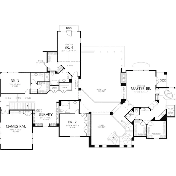 Italian House Plan Second Floor - Tuscany Luxury Home 011S-0176 - Shop House Plans and More