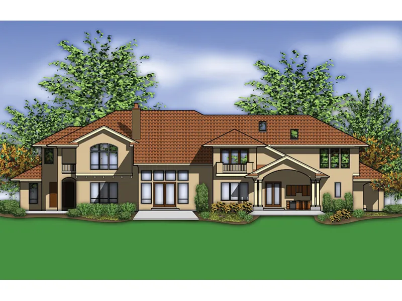Florida House Plan Rear Photo 01 - Tuscany Luxury Home 011S-0176 - Shop House Plans and More
