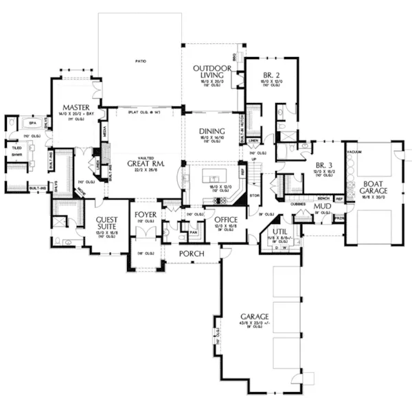 Country French House Plan First Floor - Caledonia Place Luxury Home 011S-0179 - Shop House Plans and More