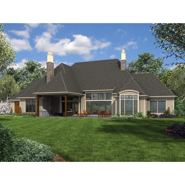 Country French House Plan Rear Photo 01 - Caledonia Place Luxury Home 011S-0179 - Shop House Plans and More