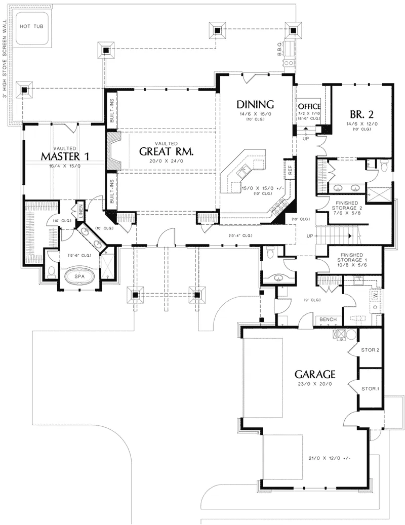 Cabin & Cottage House Plan First Floor - Carwine Luxury Home 011S-0181 - Shop House Plans and More