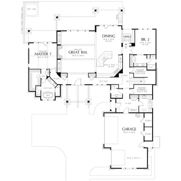 Rustic House Plan First Floor - Carwine Luxury Home 011S-0181 - Shop House Plans and More