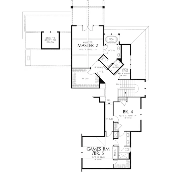 Rustic House Plan Second Floor - Carwine Luxury Home 011S-0181 - Shop House Plans and More